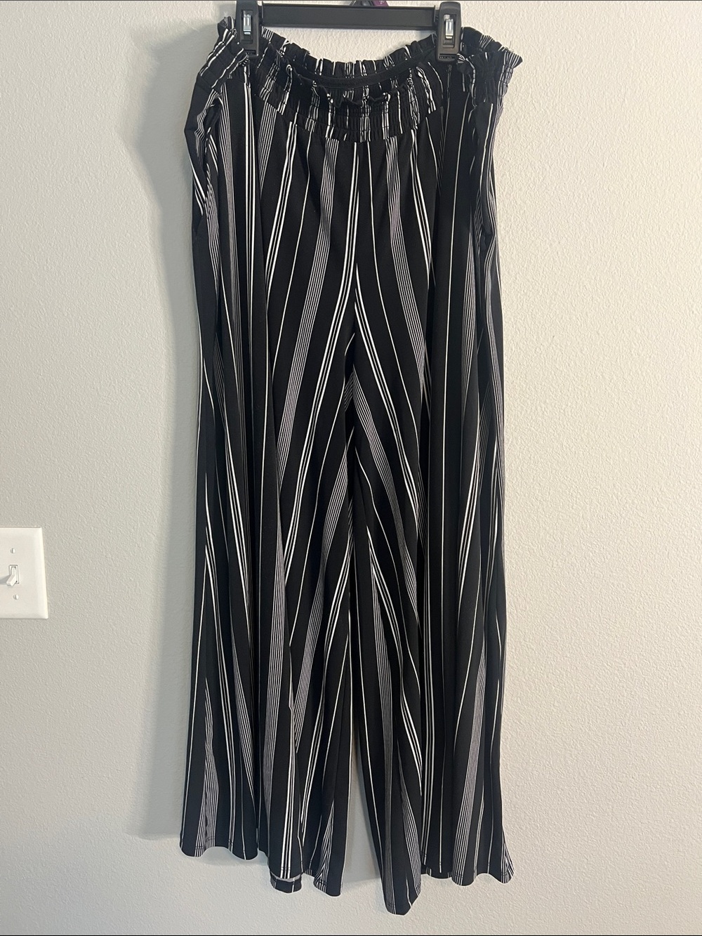 Lane Bryant Black and White Vertical Stripe Skater Skirt